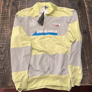 Zara sweater gray and lime green